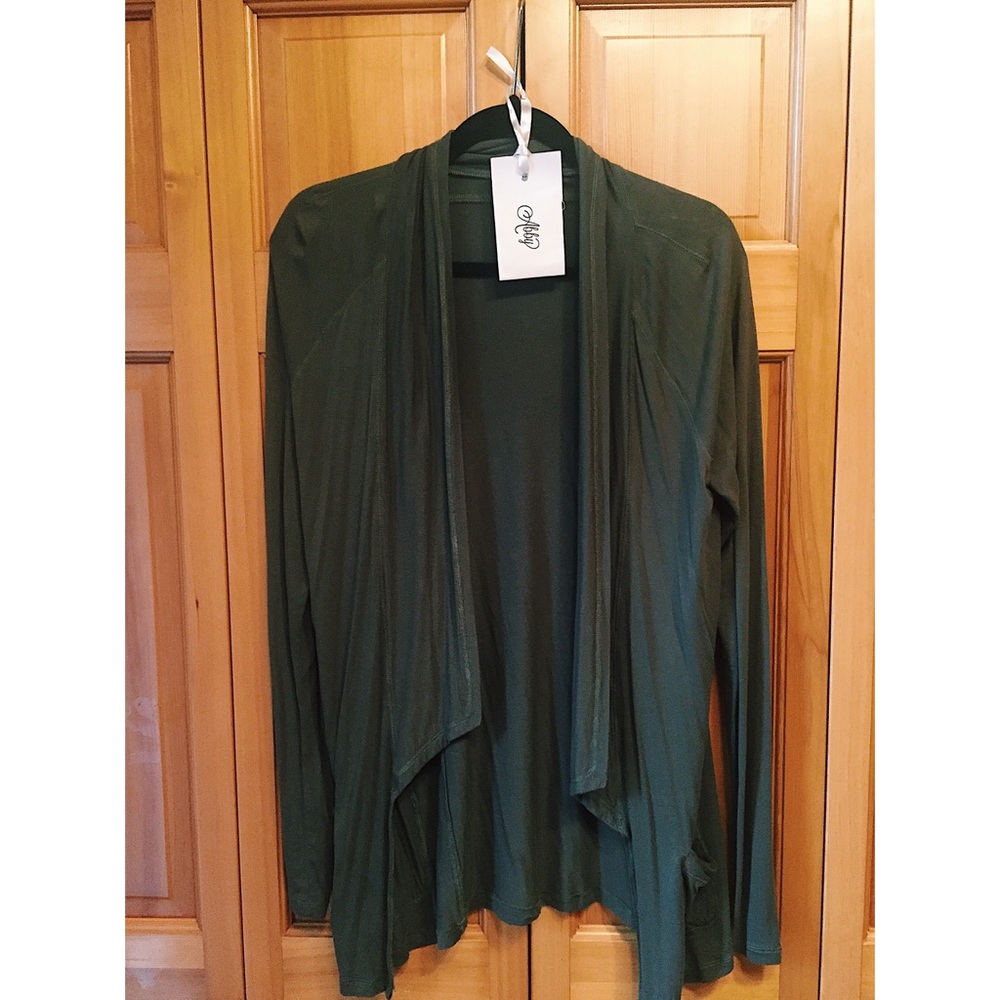 Army green silk cardigan
